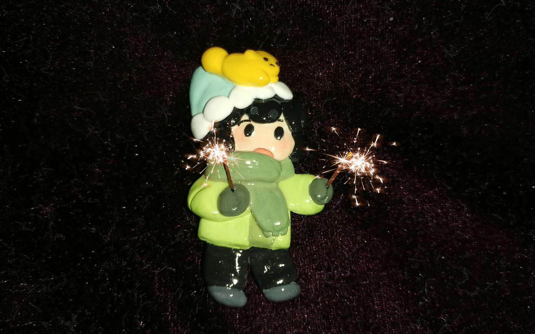 【石塑粘土】做一个放烟花的罗小黑