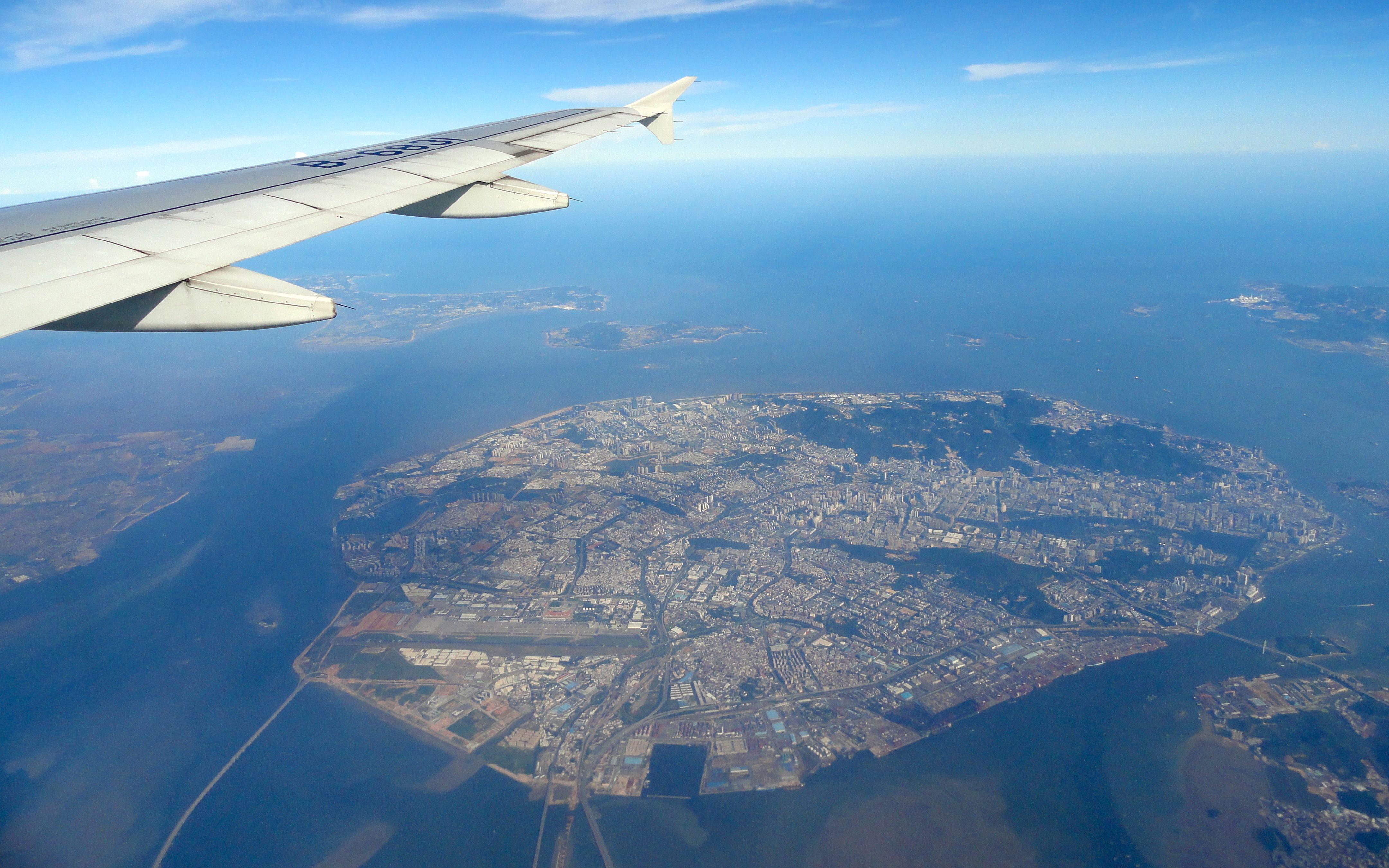 在飞机上看厦门岛厦门城市