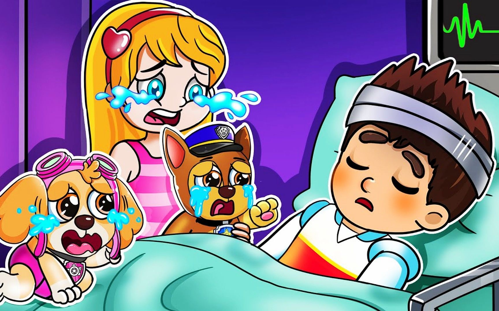 汪汪队动画:莱德为了保护城市安全受伤住院,凯丽和天天好担心!