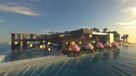 Minecraft 建筑欣赏 临近海边的大型现代豪宅 哔哩哔哩 つロ干杯 Bilibili