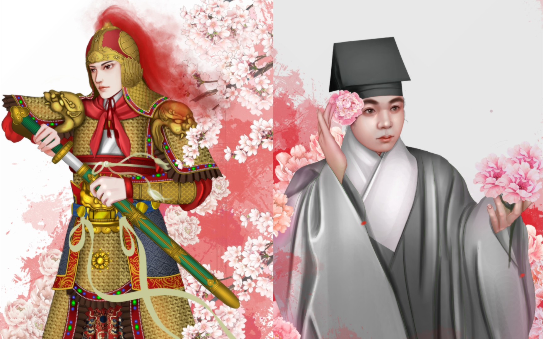 汉服绘画(大汉将军 明制道袍)