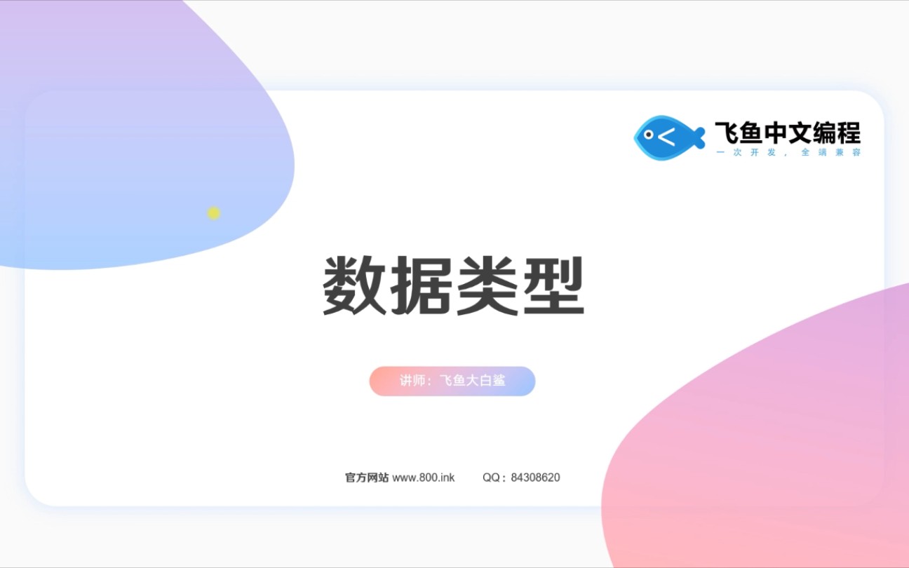 【飞鱼中文编程 第四课】数据类型,颠覆传统的英文编程写法,用中文建立变量和赋值哔哩哔哩bilibili