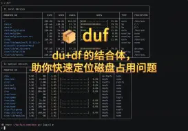 Скачать видео: 📦 duf: du+df 的结合体，助你快速定位磁盘占用问题