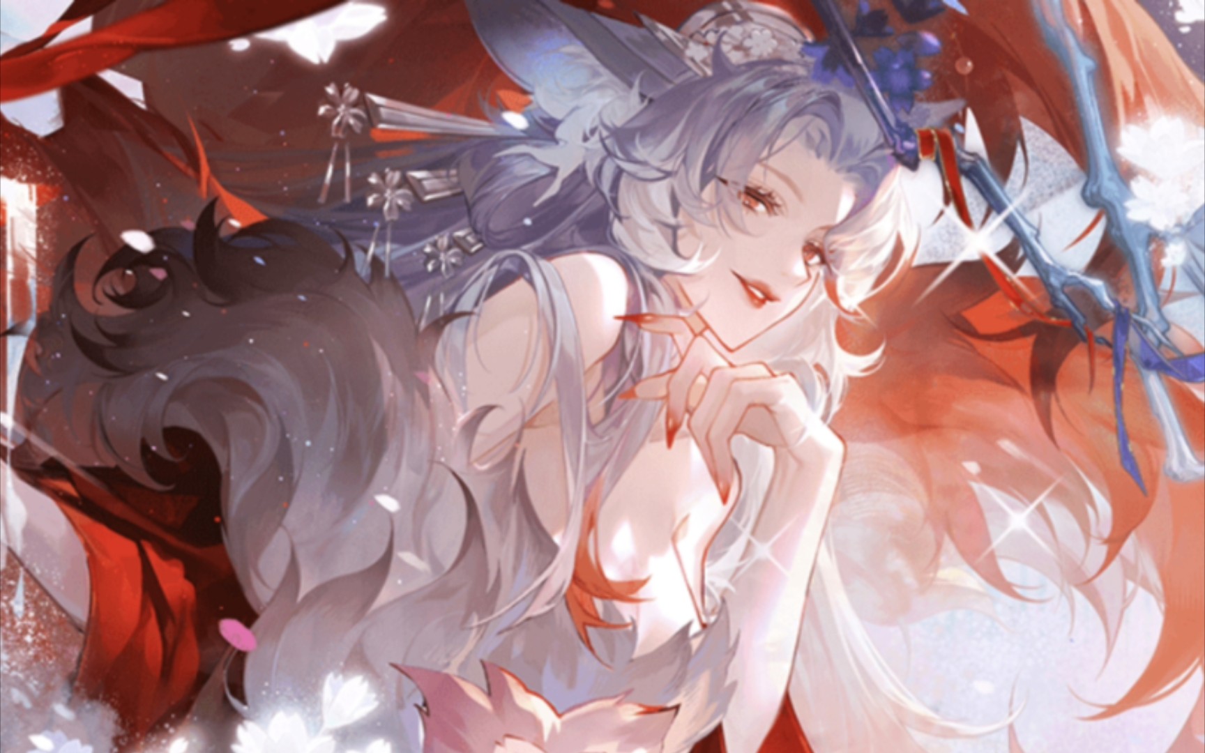 阴阳师三尾狐登陆界面bgm,落花清雨等一人