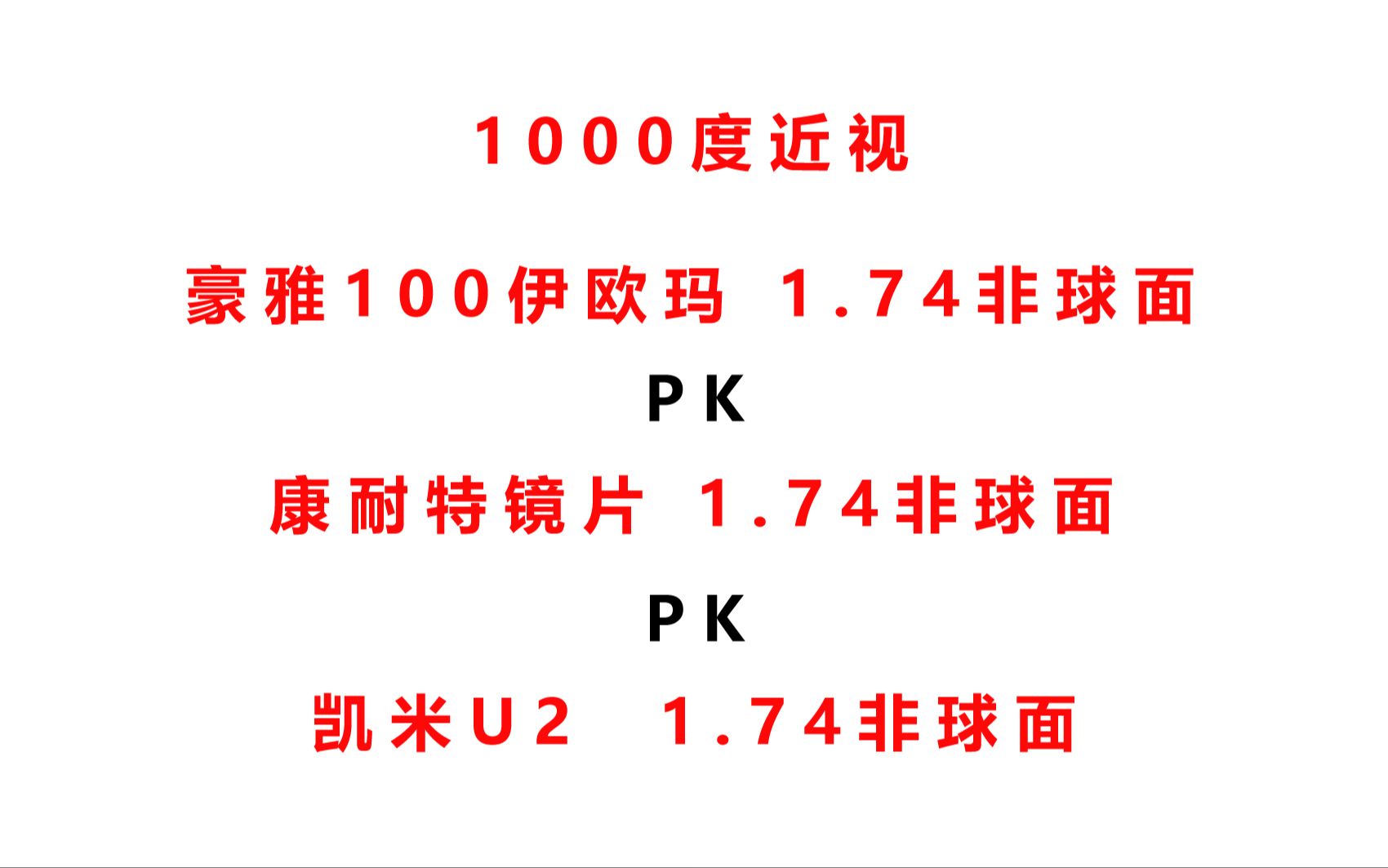 1000度近视1.74镜片如何选康耐特和凯米和豪雅100对比