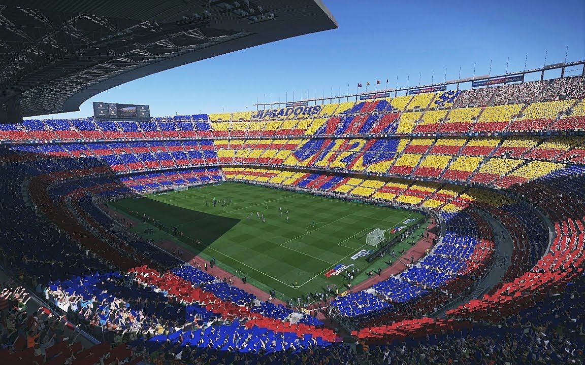 实况足球2018 pc版 巴萨主场-诺坎普球场的入场仪式 1080p_哔哩哔哩