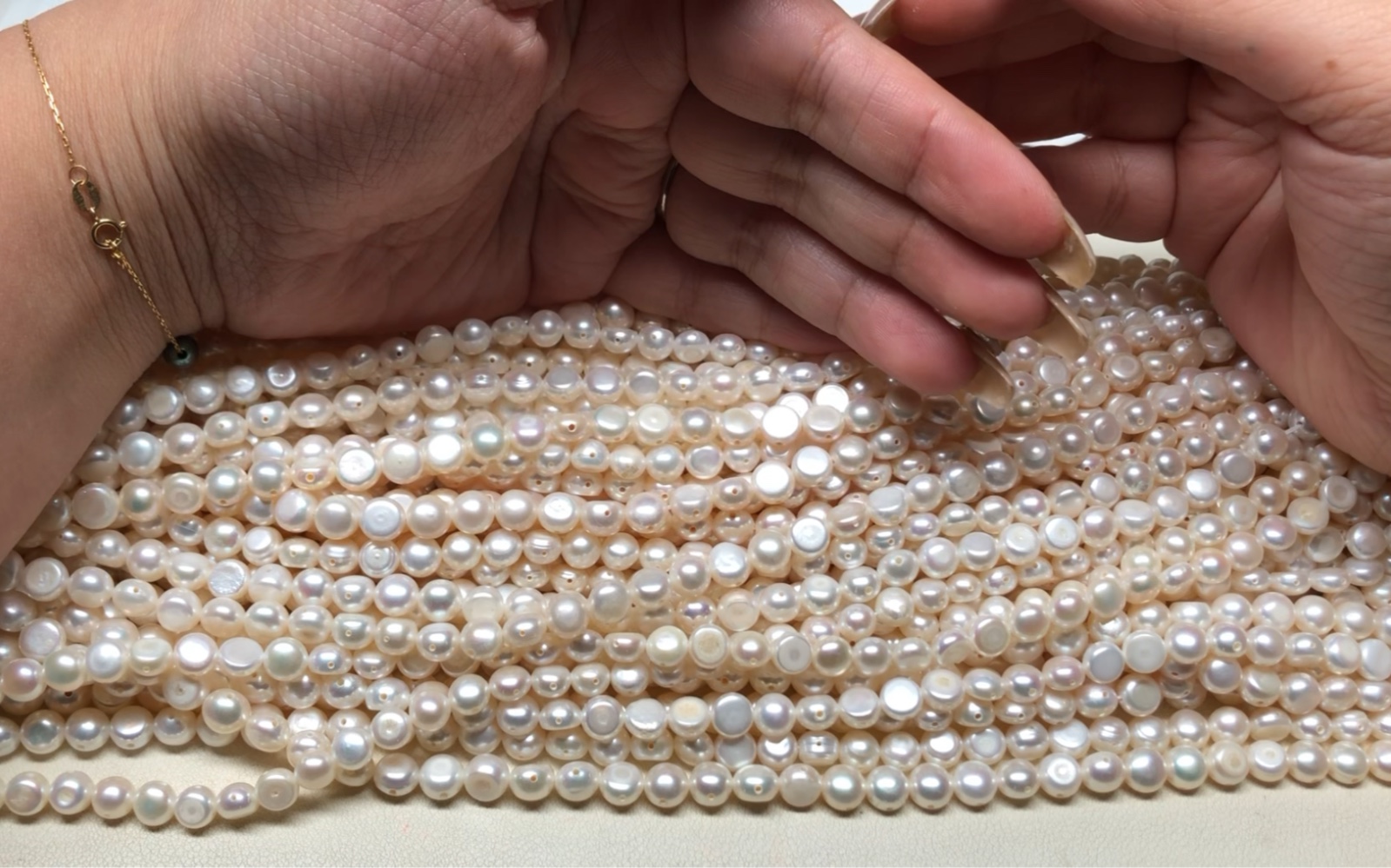 分货〗6-7淡水无核十字孔馒头形珍珠