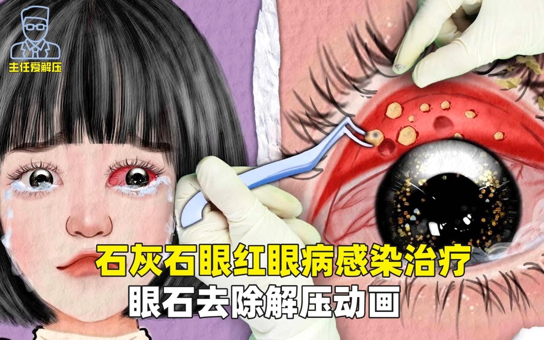 [图]解压动画，石灰石眼红眼病感染治疗，强迫症的我看完眼睛睁开了