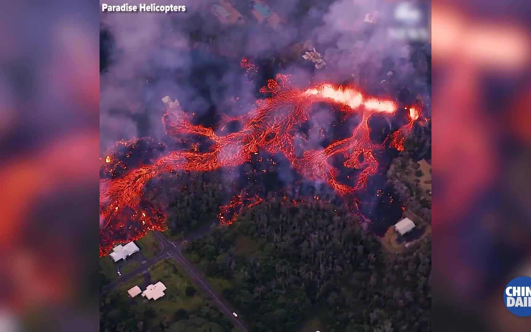 [图]航拍夏威夷基拉韦厄火山喷发 熔岩翻滚场面震撼！