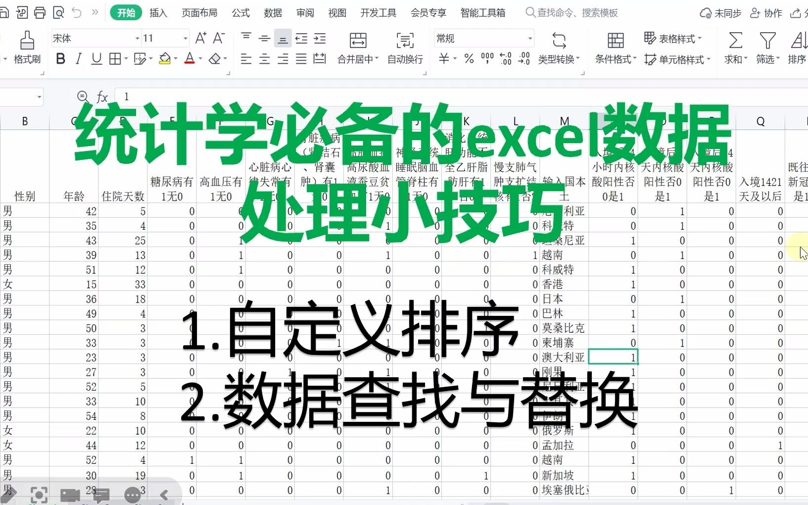 [图]统计学必备excel数据处理小技巧 1自定义排序-2查找与替换 快速处理原始数据