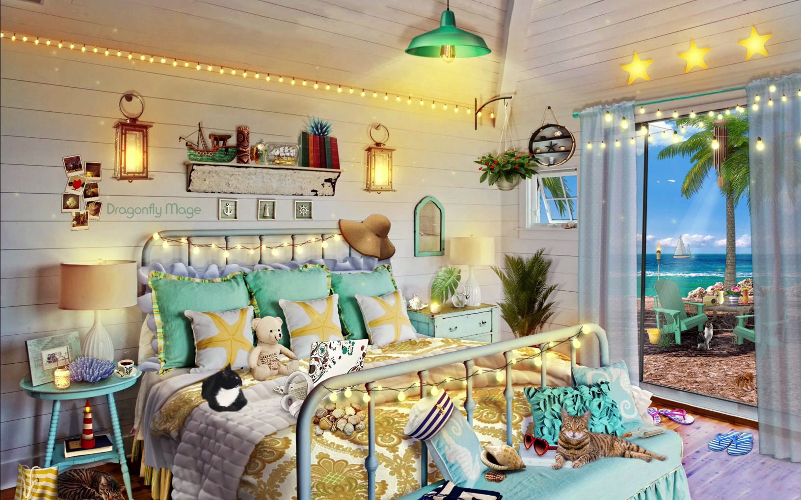 舒适的海边卧室 | 海浪,打字机,椰林树梢 | 环境音