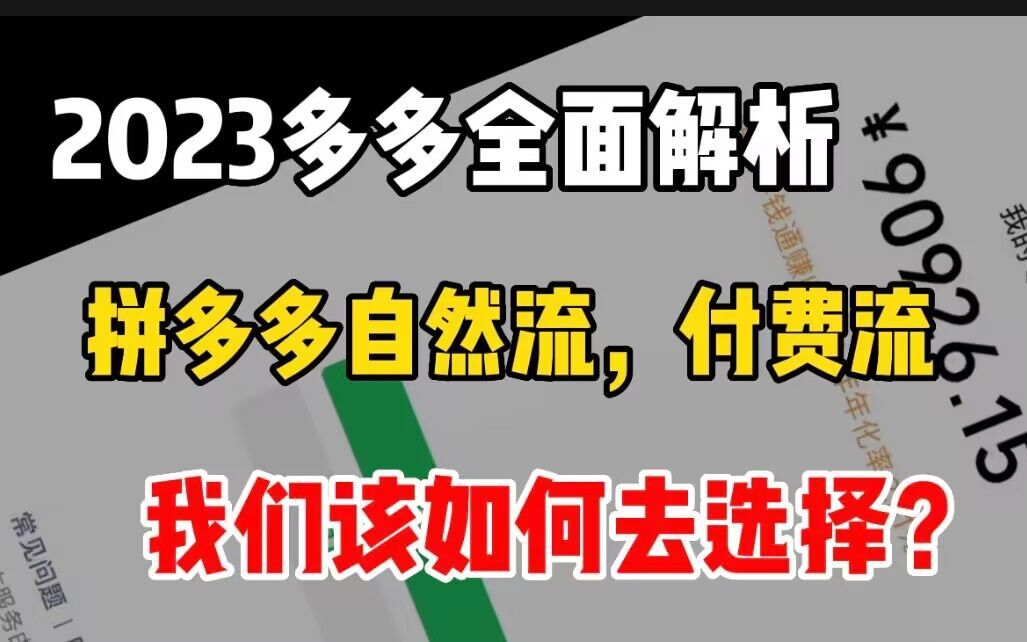 2023年我们该如何打造自然流跟付费流呢?从0到500+单,一个小时给你讲明拼多多的底层运营规则!哔哩哔哩bilibili