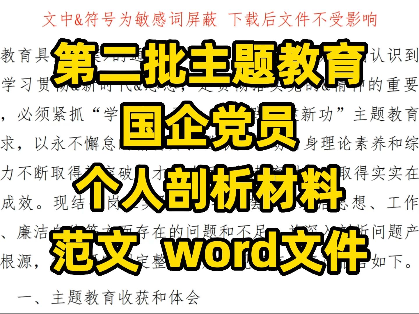 第二批主题教育 国企党员 个人剖析材料 范文 word文件哔哩哔哩bilibili