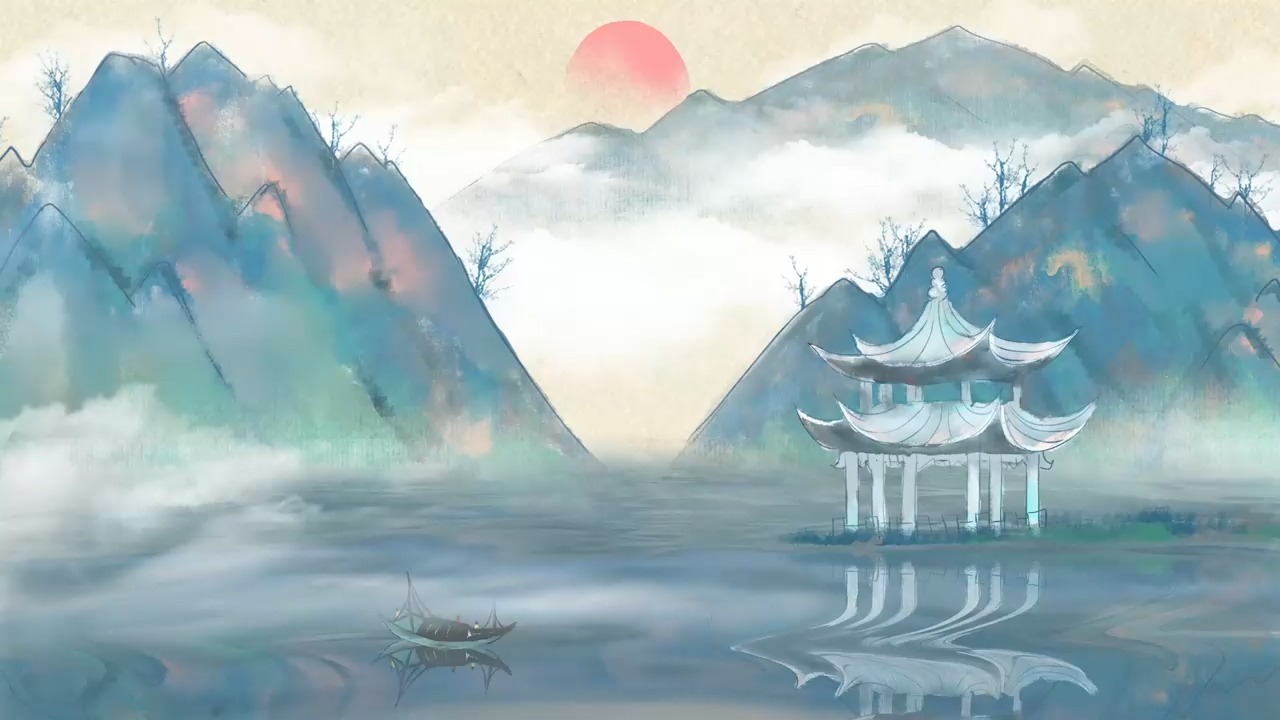 21古诗朗诵诗词古风中国风古典淡雅led背景视频素材