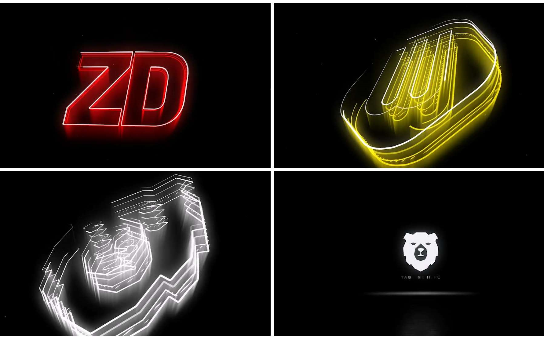 ae模板-轮廓发光特效的动态logo片头模板标识品牌商品店铺标志 ae模板