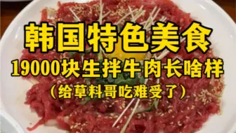 韩国特色美食19000块生拌牛肉长啥样？（给草料哥吃难受了）