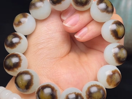 和田玉俄籽料子聚宝盆手串手链 白度好 密度高 肉质细腻 皮色漂亮