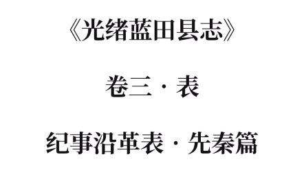 [图]陕西蓝田|光绪蓝田县志：纪事沿革表•先秦篇