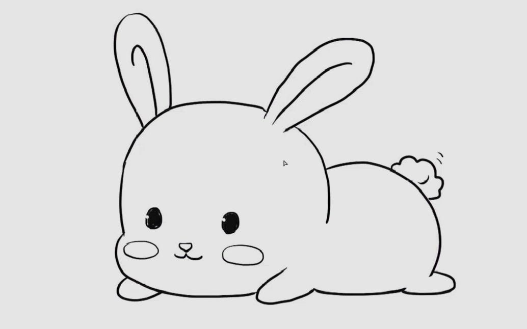 大白兔简笔画 铅笔画图片