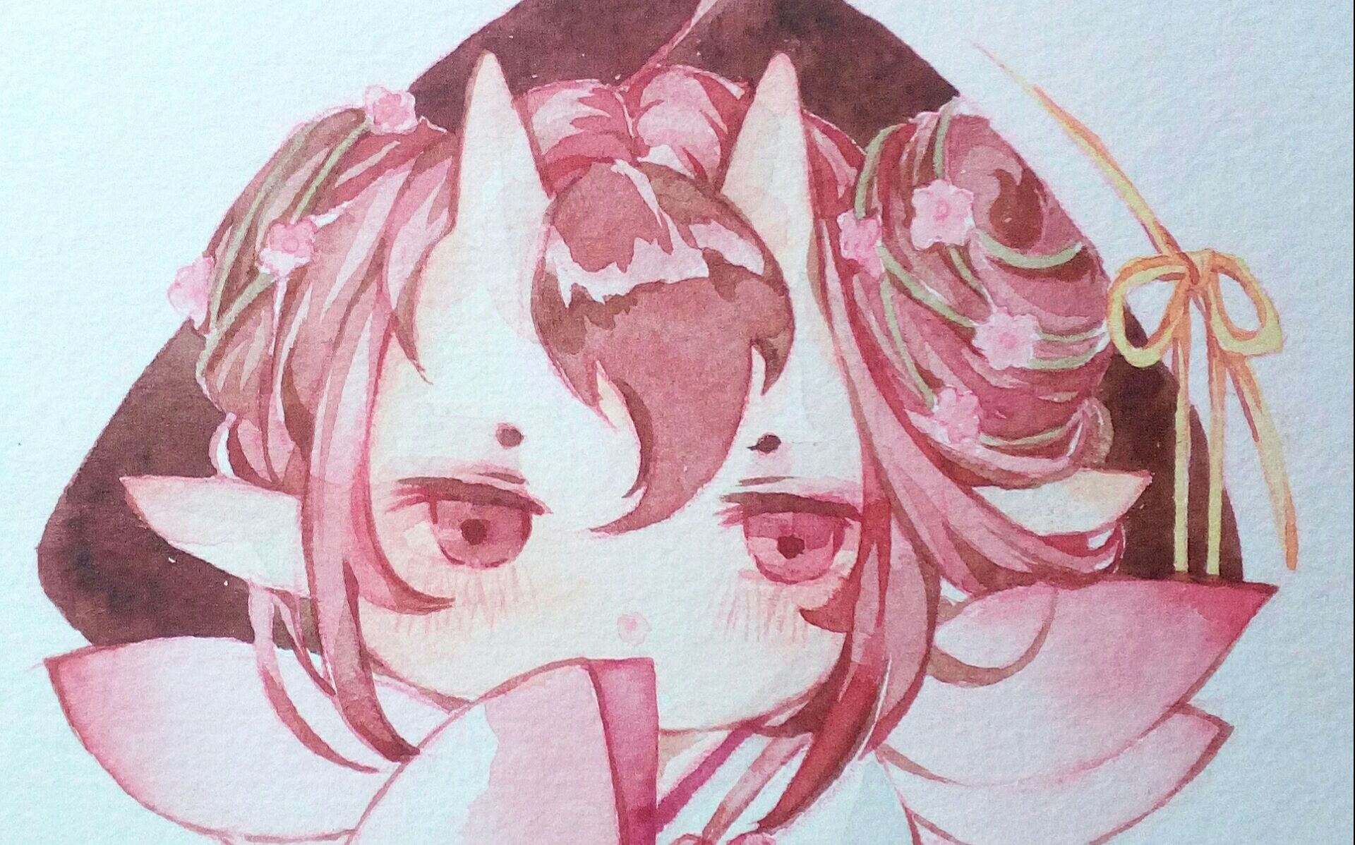 【木实君手绘水彩】阴阳师桃花妖~来~出sr ssr吧