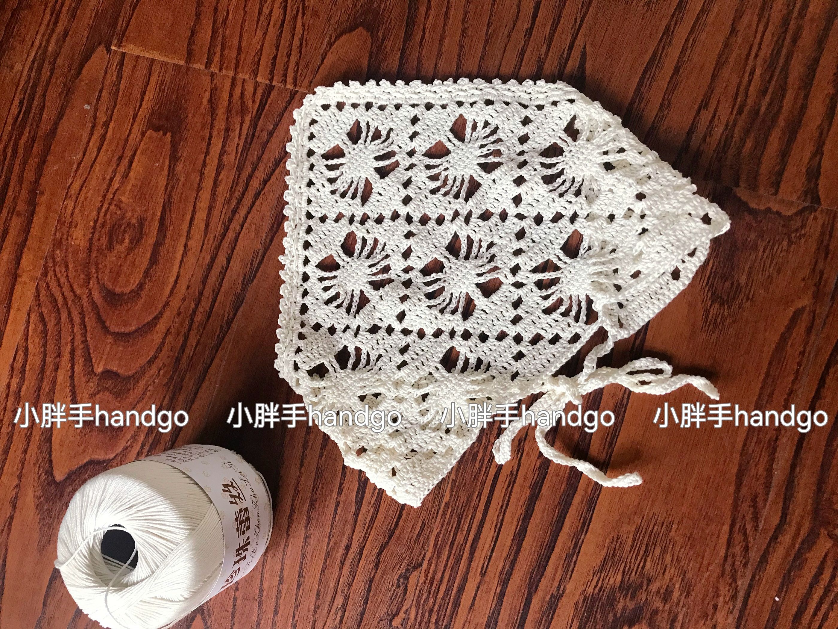 手工钩针编织镂空三角头巾钩织视频教程