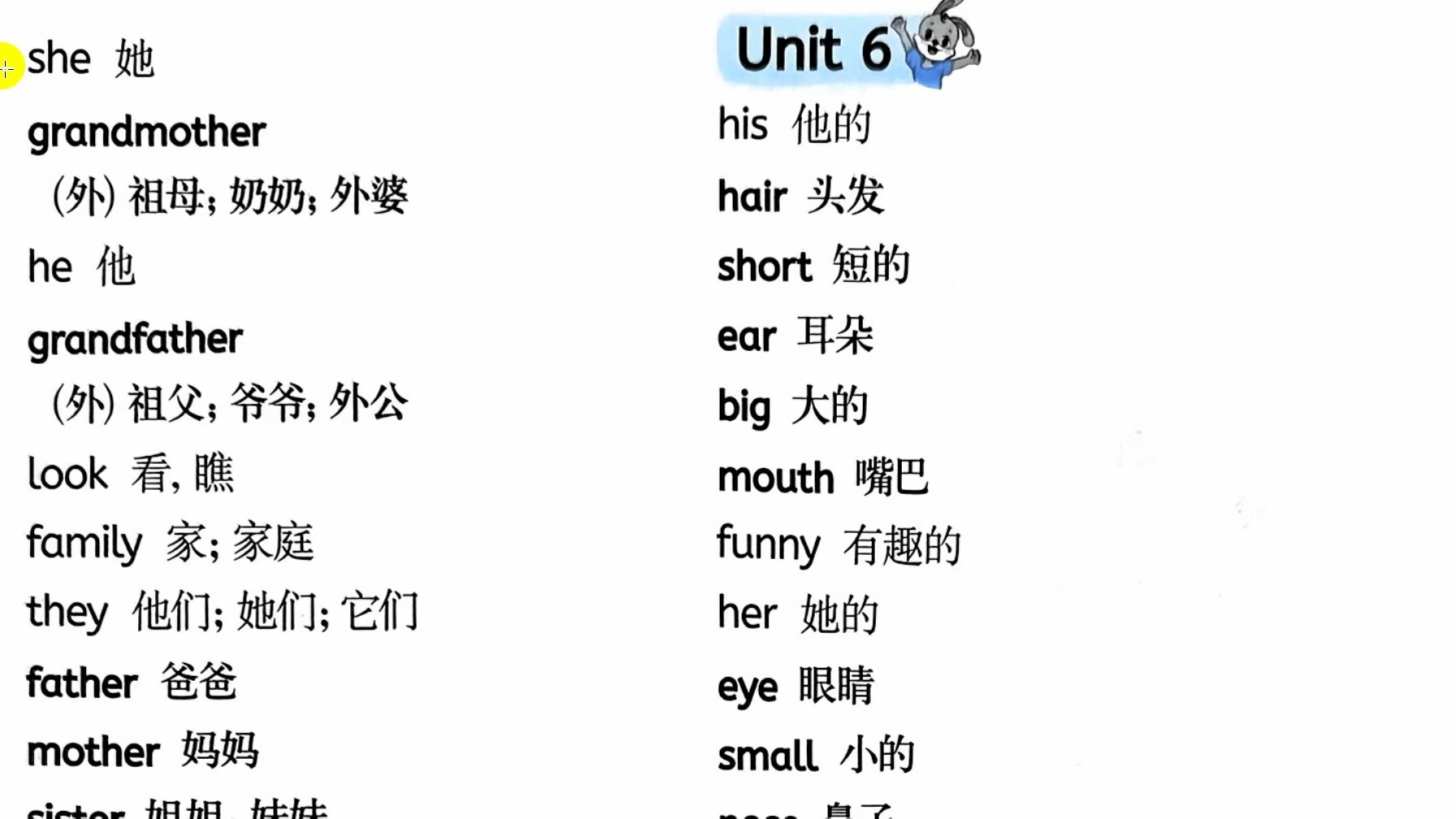 2024湘鲁版小学英语3年级上单词单元4