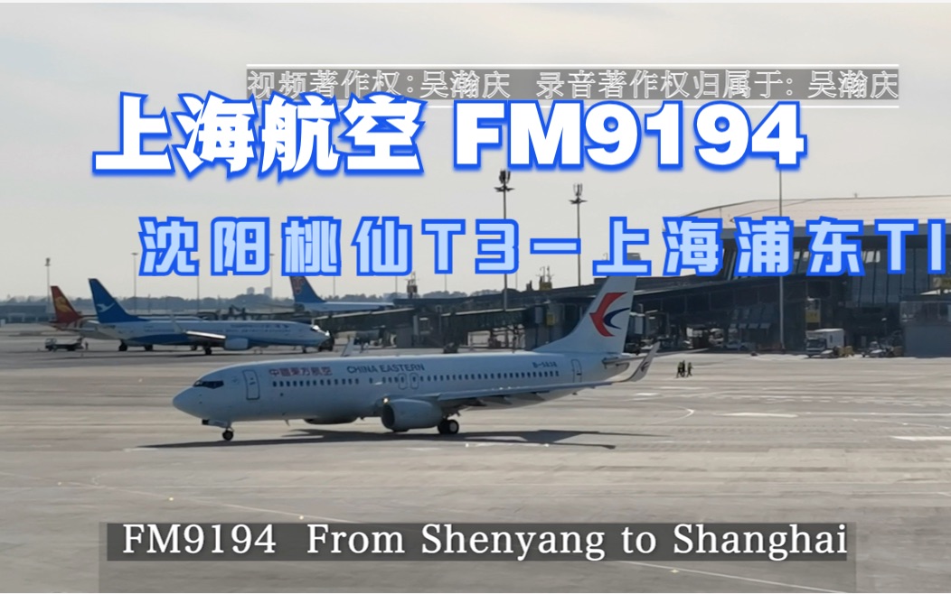 【航班广播录音】上海航空 FM9194 沈阳桃仙T3上海浦东T1【值机】哔哩哔哩bilibili