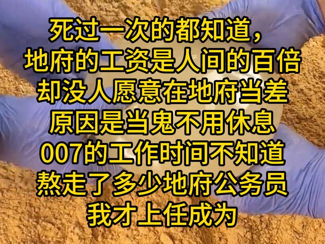 死过一次的都知道, 地府的工资是人间的百倍 却没人愿意在地府当差 原因是当鬼不用休息 007的工作时间不知道 熬走了多少地府公务员 我才上任成为哔哩...