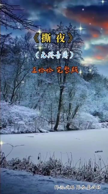 王恰恰无损音质《撕夜》完整版~我把梦撕了一夜,不懂明天该怎么写;冷冷的街冷冷的灯照着谁,一场雨湿了一夜;你的温柔该怎么给,冷冷的风冷冷的吹...