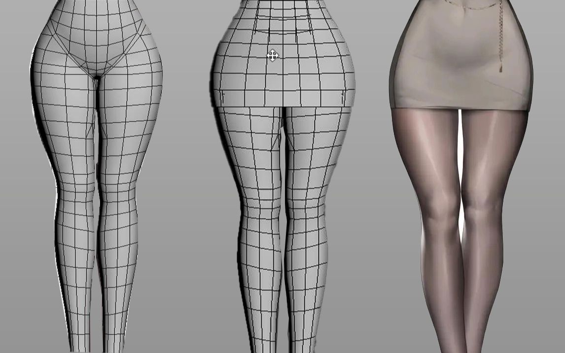 【3dmax建模】黑丝大长腿模型制作,3dmax人物布线技巧讲解