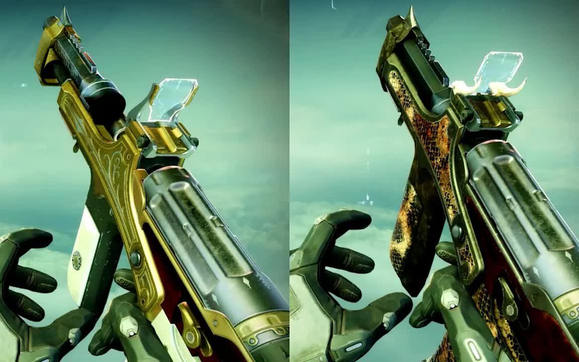 【命运2转载】金枪"越橘"原皮和金皮"毒蛇咬伤"对比