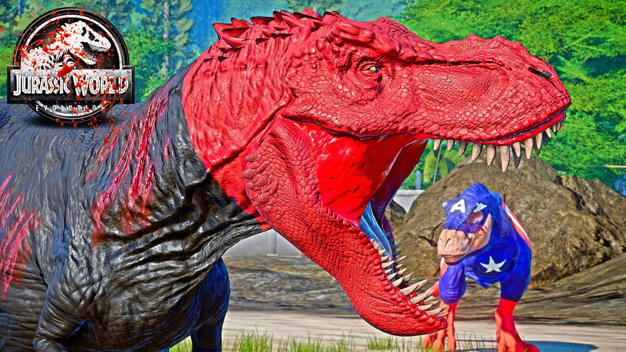 暴龙 vs 艾伯塔龙,mod 美队 红骷髅 ~ 侏罗纪世界进化