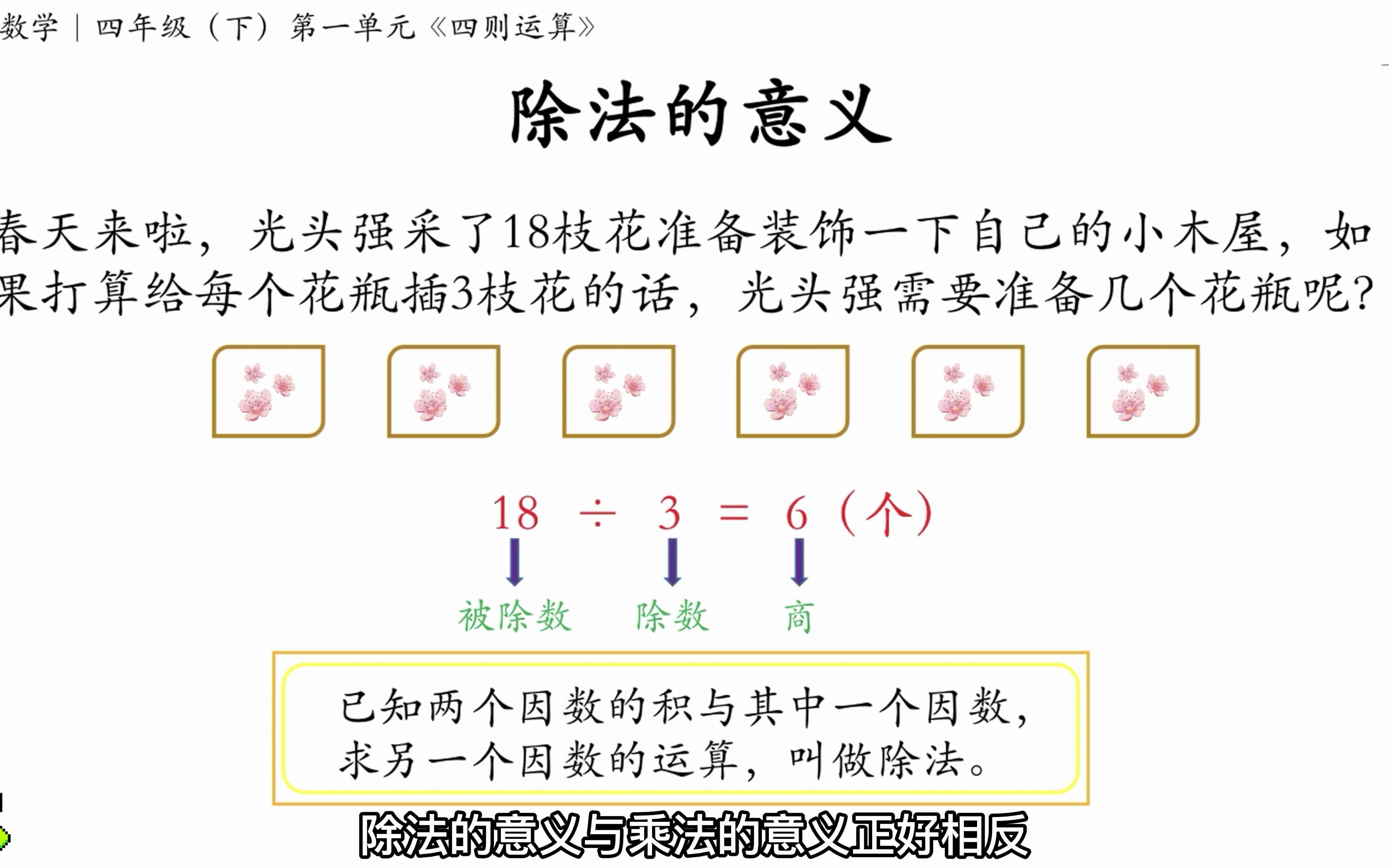 [图]除法的意义｜四年级（下）第一单元《四则运算》知识点讲解⑥