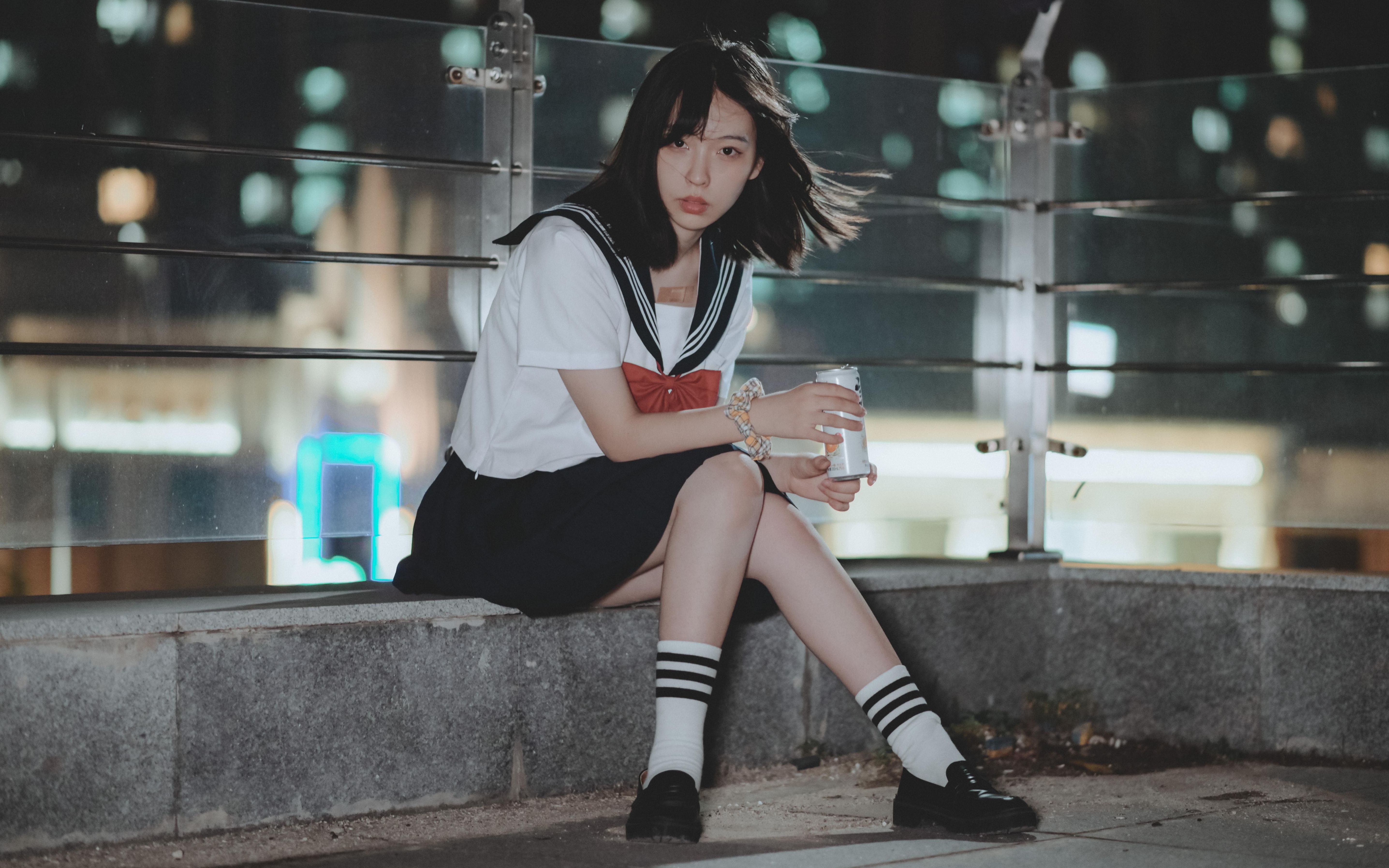 【叔拍记03】醉酒的jk blue time 天台制服少女