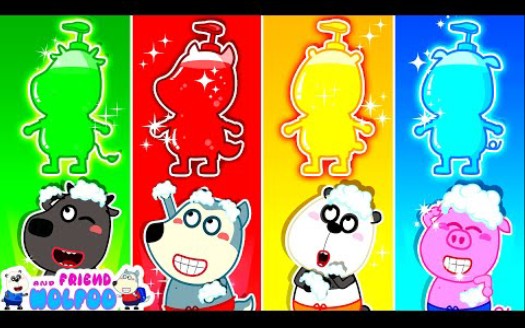 TAKE A BATH with ONLY ONE COLOR SHOWER GEL Wolfoo and Friends 少儿幼儿英语动画 英语启蒙动画哔哩哔哩bilibili