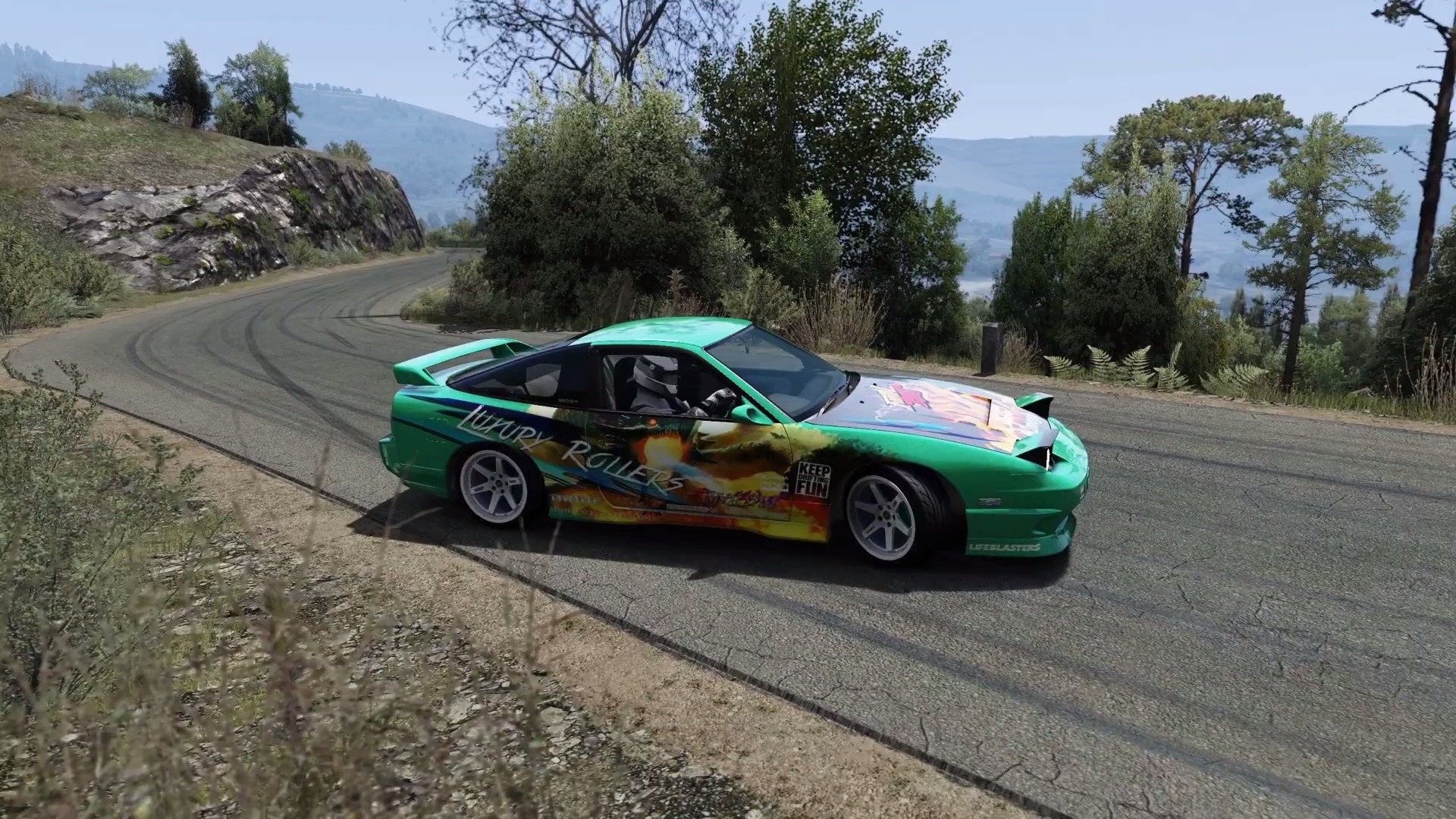 尼桑180sx山路漂移drifting nissan 180sx assetto corsa wheel cam