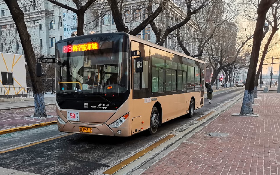 走行音动力强劲伪小钢炮哈尔滨刚丰客运59路lck6107phevg3走行音公滨