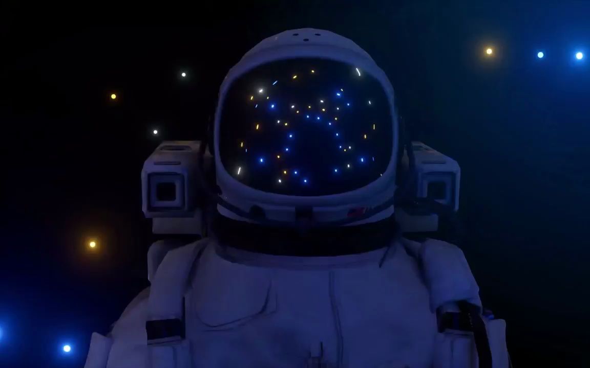 k2663 4k画质炫酷赛博朋克蒸汽波3d人像人物宇航员星星闪耀酒吧大屏幕