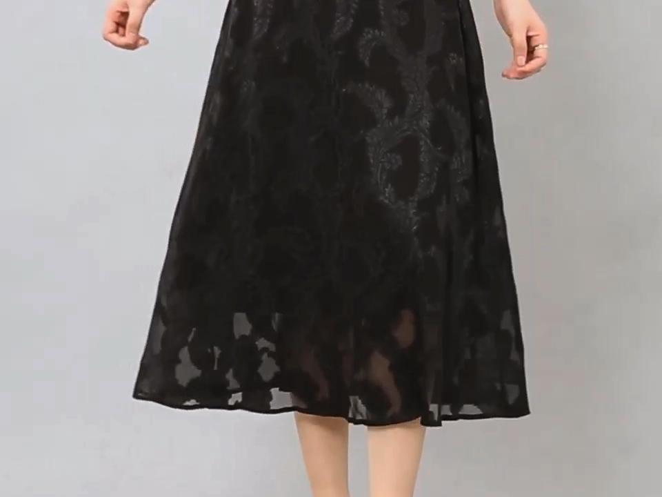 双层真丝中长款半身裙桑蚕丝a字大摆裙高档时尚中年丝绸裙子夏新