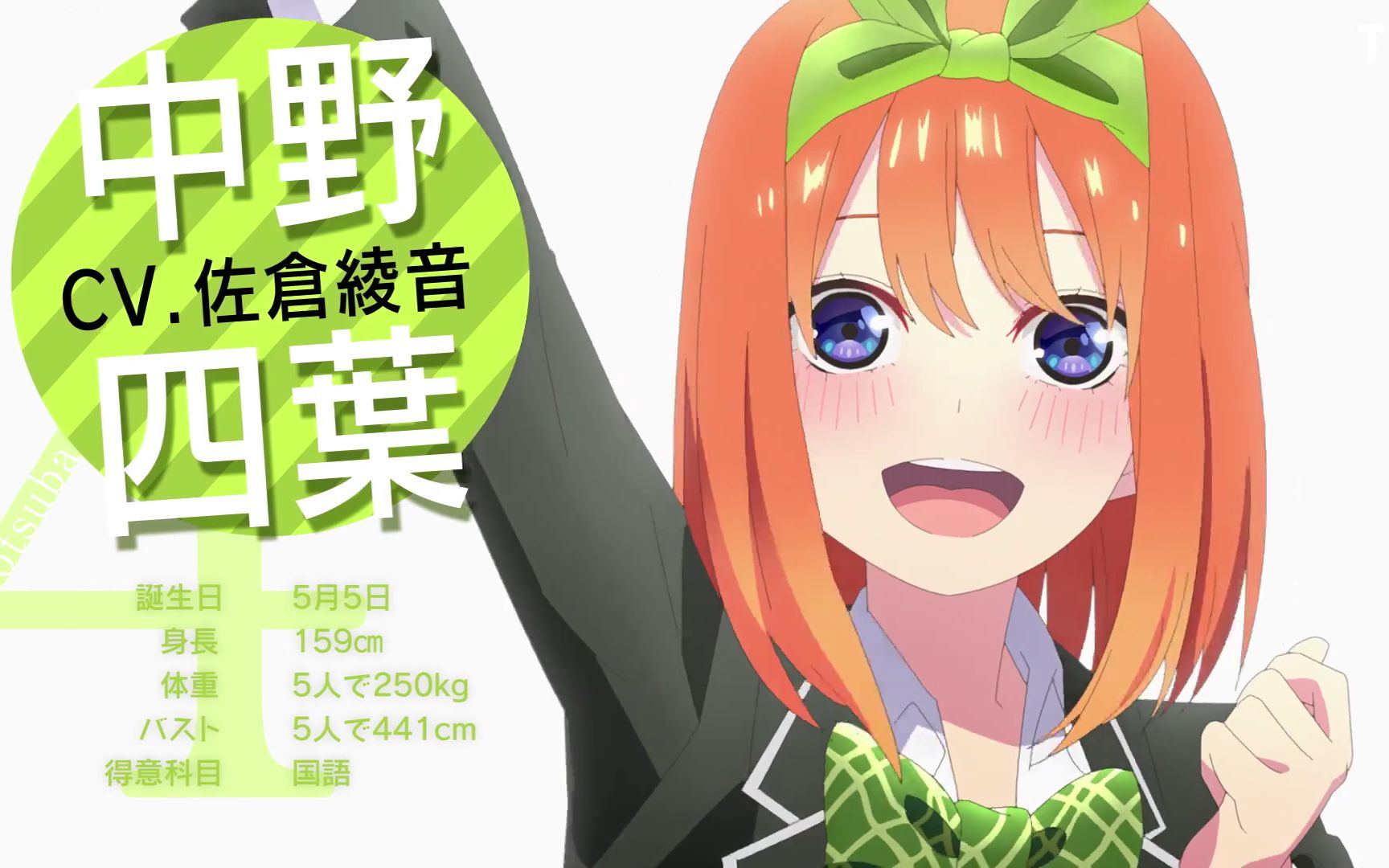 2021年1月新番五等分的新娘第二季五等分的新娘64角色pv中野四叶ver