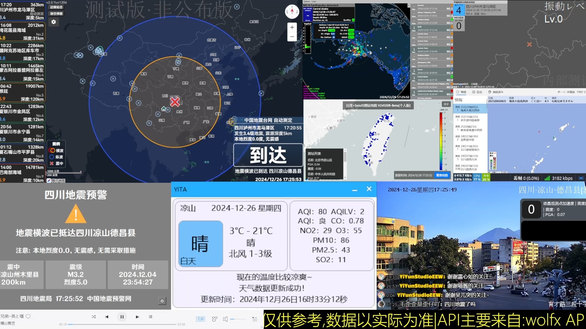 【四川地震】四川泸州市龙马潭区20241226/17:20发生M3.1级地震 烈度4.3 凉山德昌震度0.0[预估,无感]哔哩哔哩bilibili