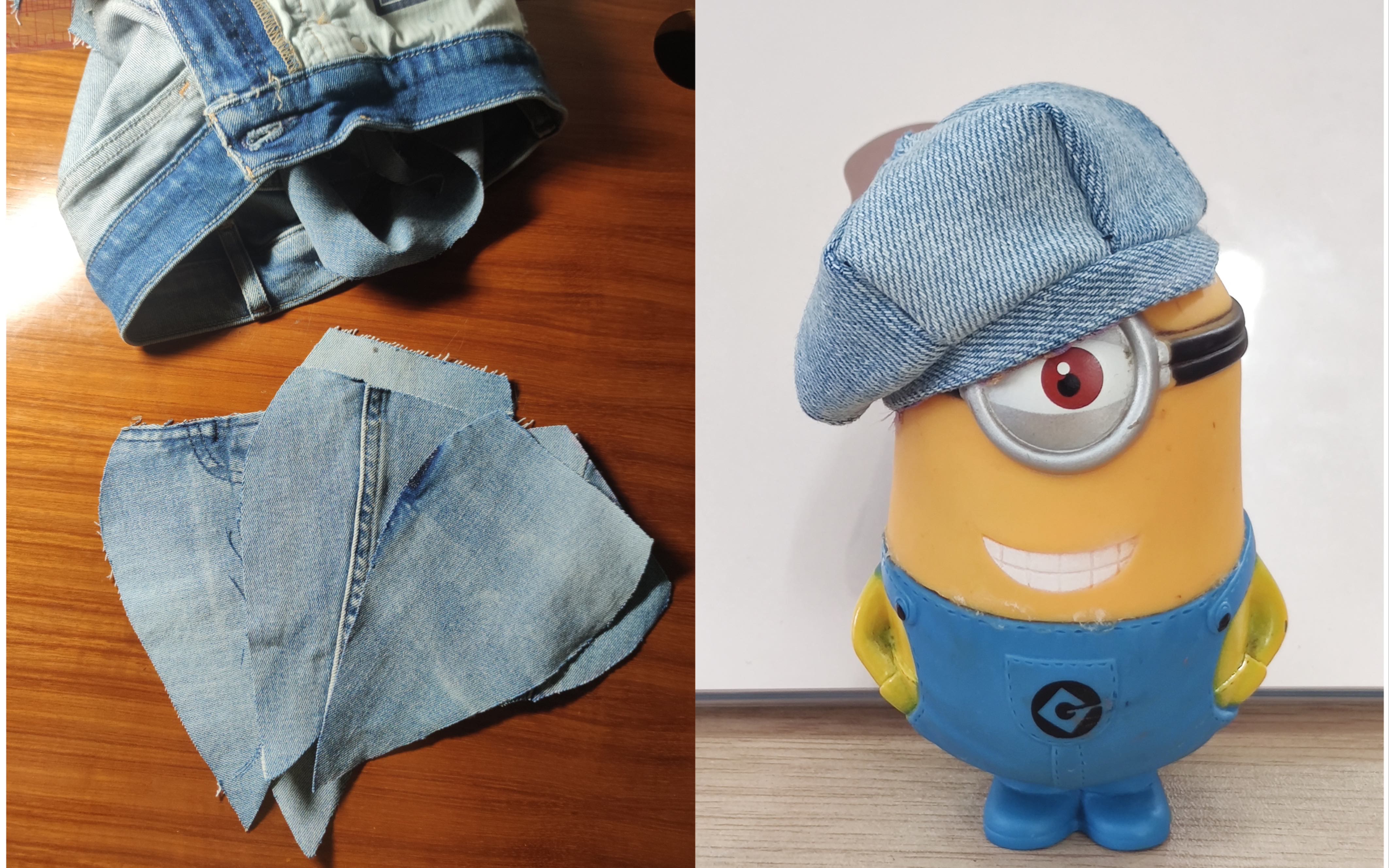 旧物改造|旧牛仔裤变贝雷帽 我真是个小精灵鬼