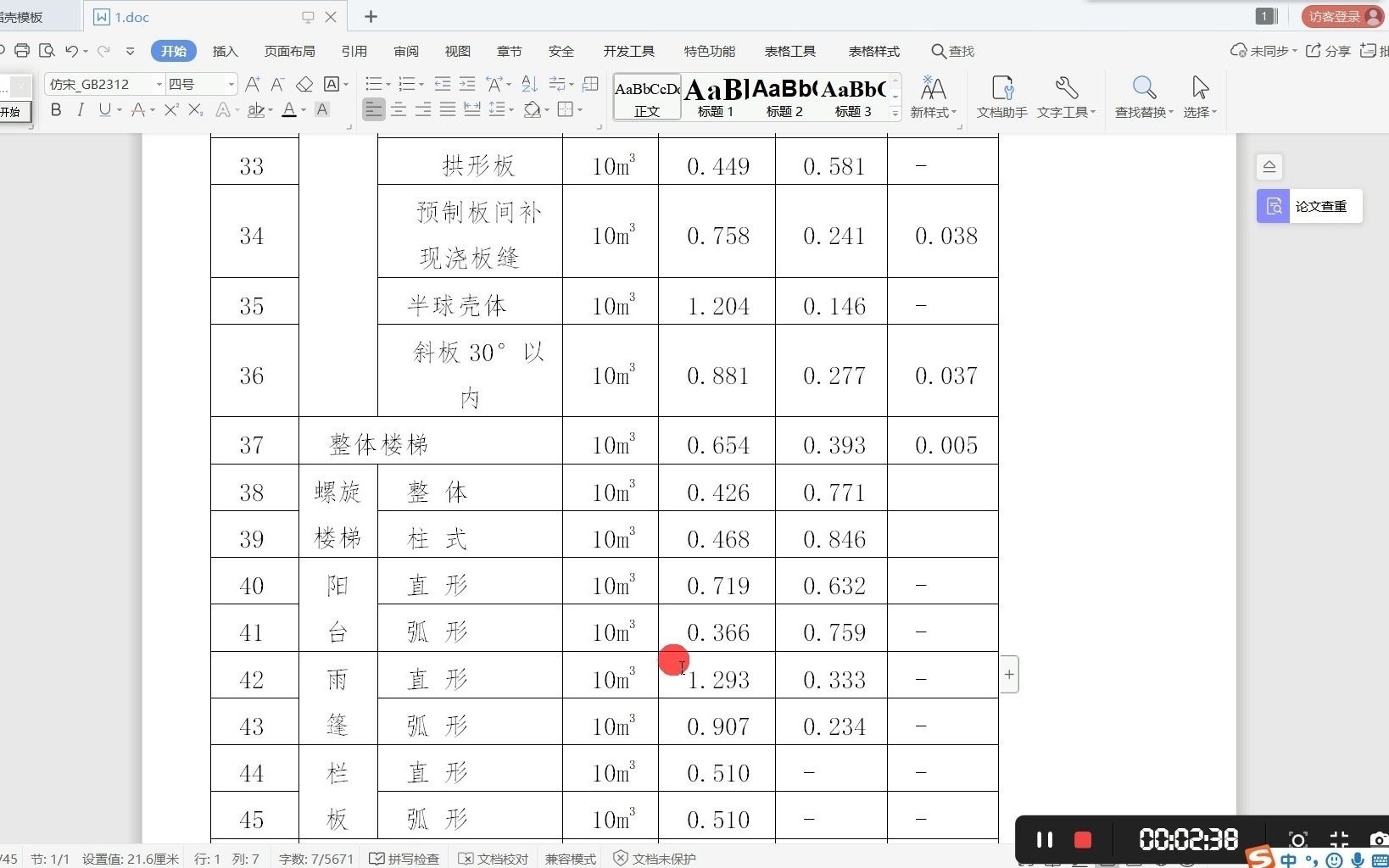 [图]混凝土、钢筋、模板、脚手架，指标含量对应表