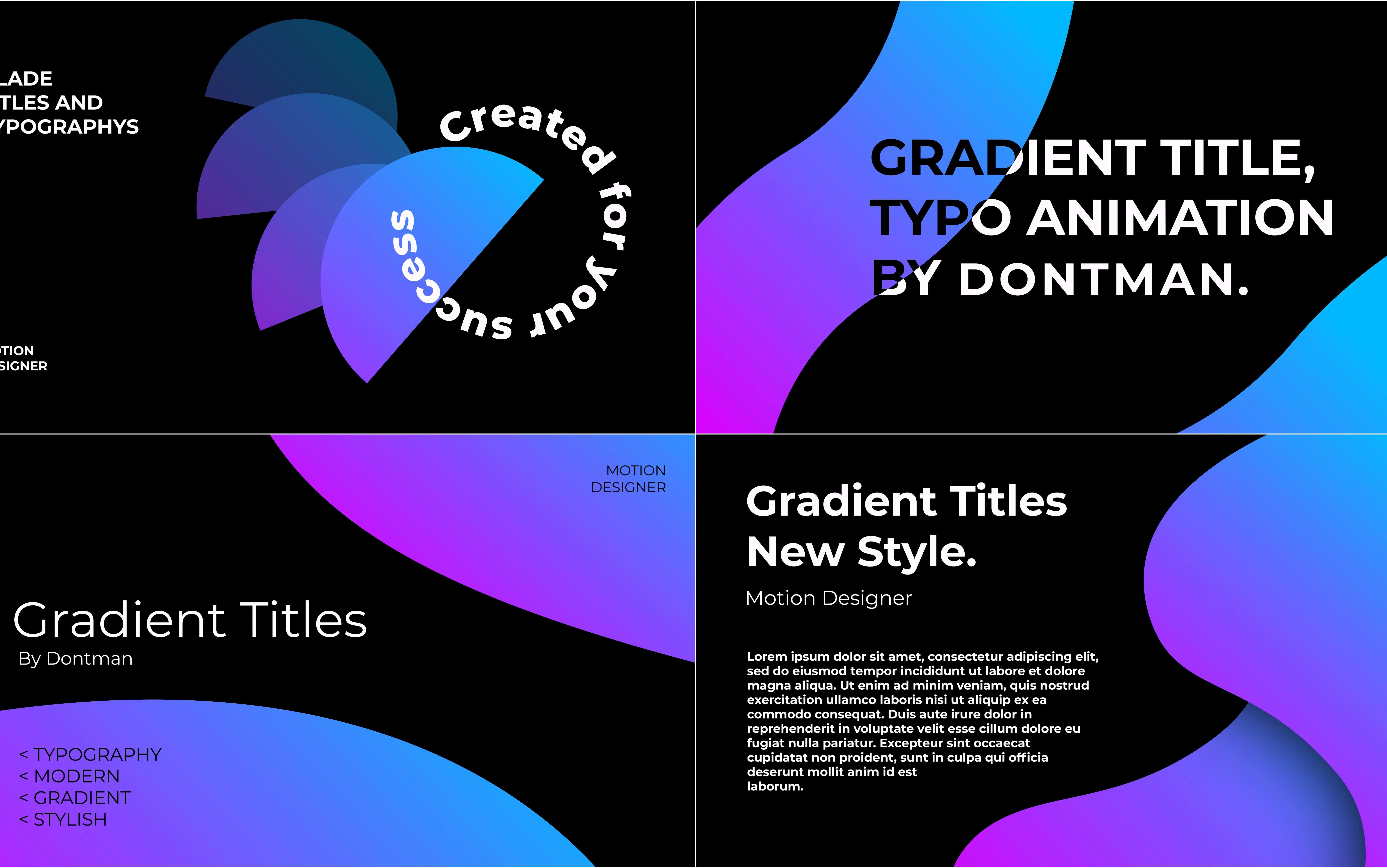 ae模板-蓝色渐变海报排版 文字封面排版视频