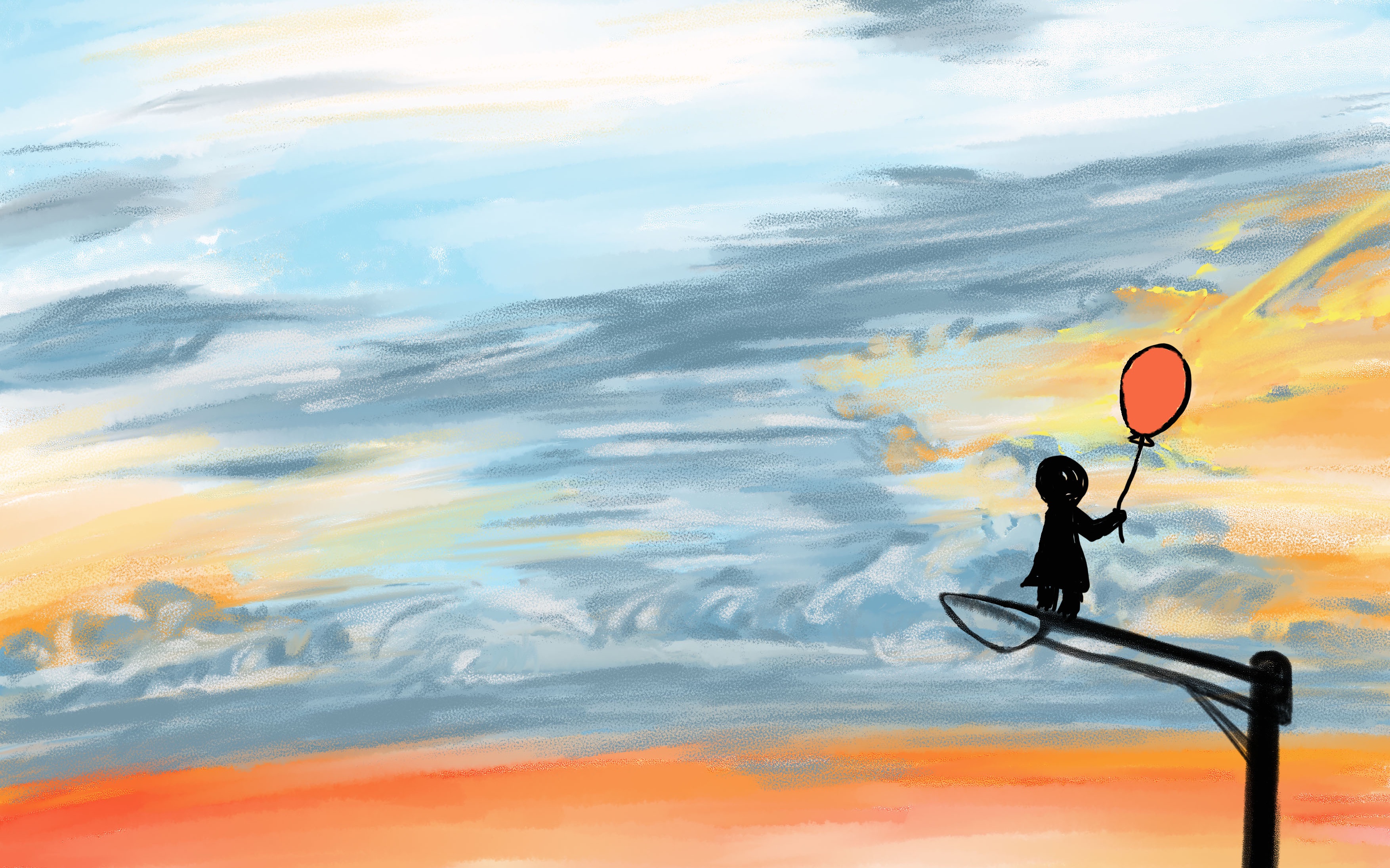 治愈手绘板绘画-油漫风-抓太阳的小孩-bgm 嚣张