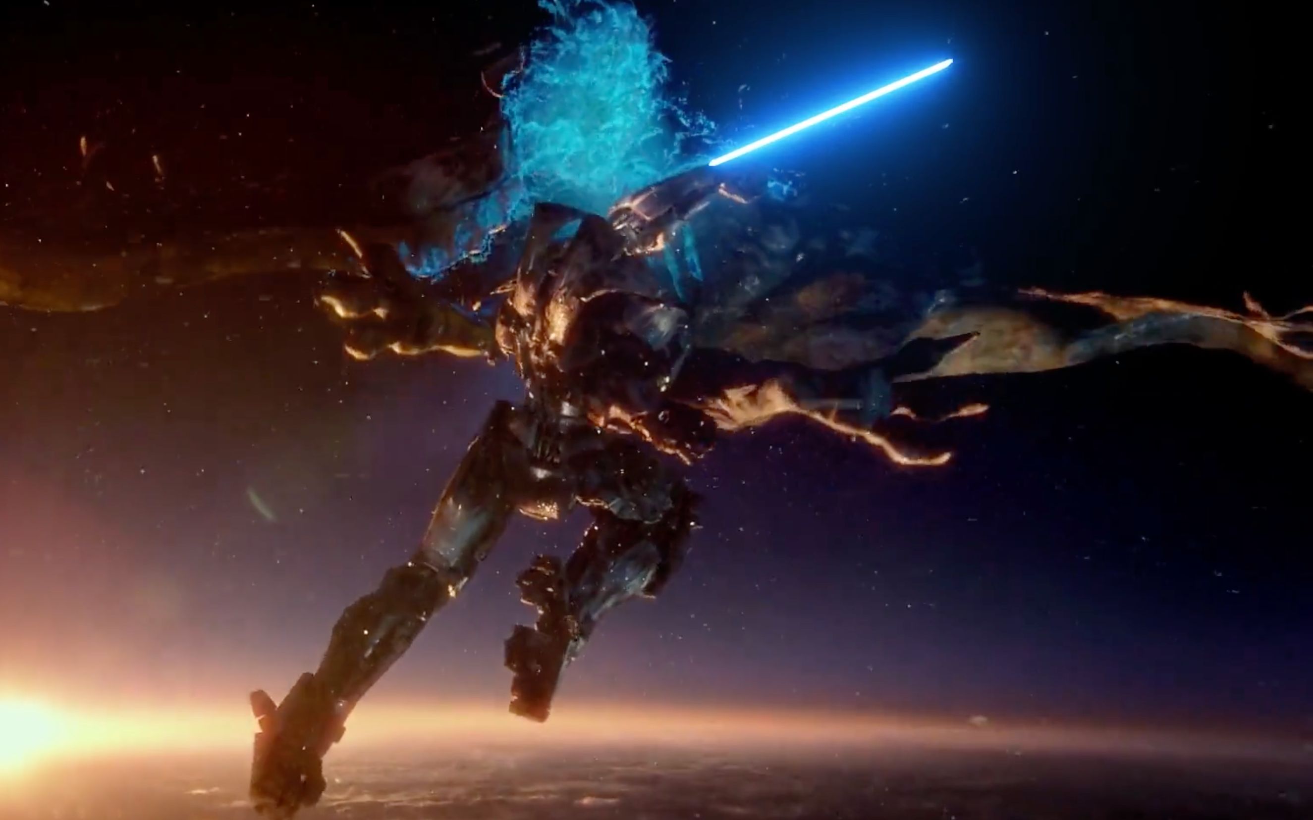 【光剑】【环太平洋】巨人机甲握光剑,空中横斩大鸟怪