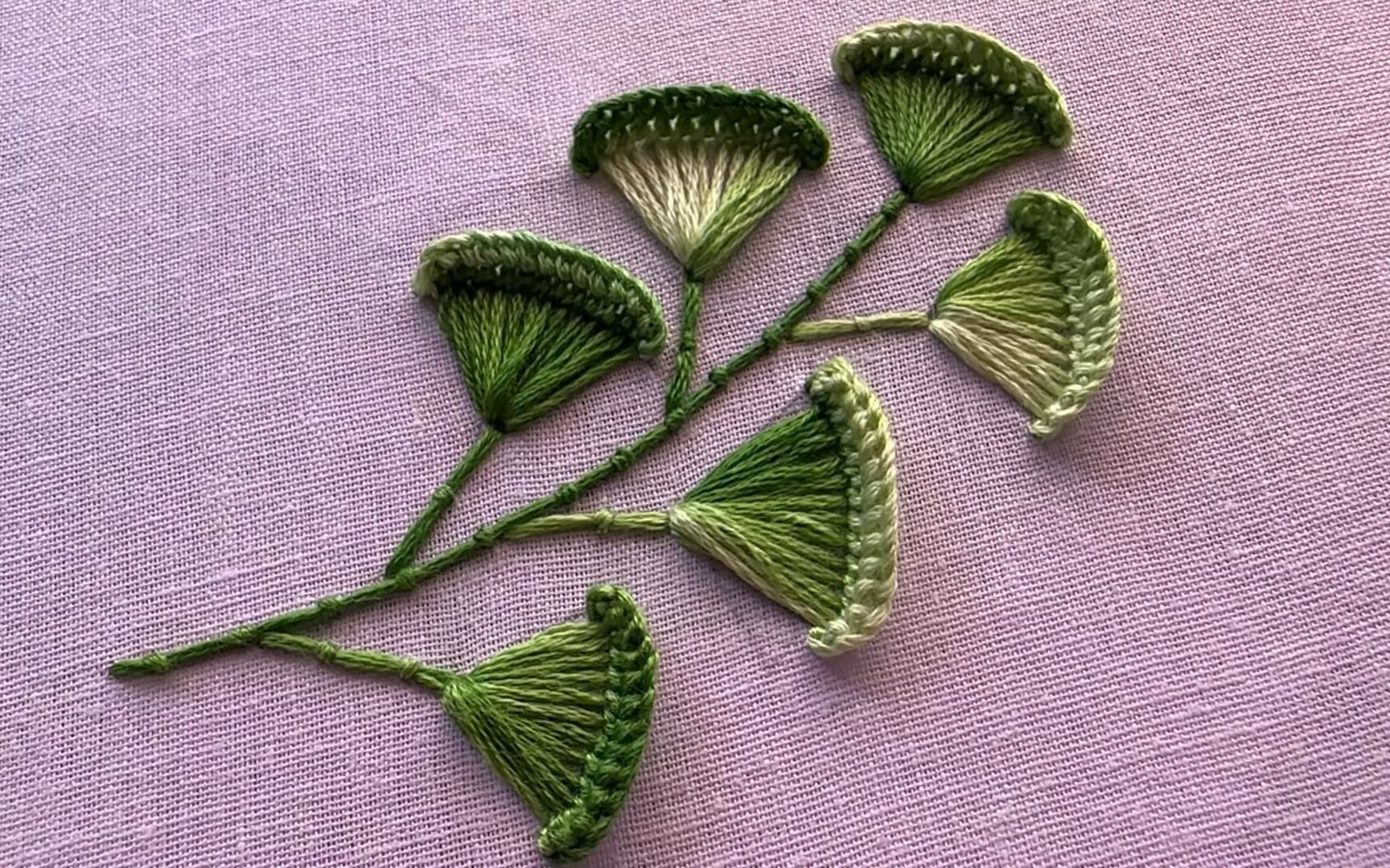 【sahinaarts】叶子刺绣教程11 gorgeous leaf design