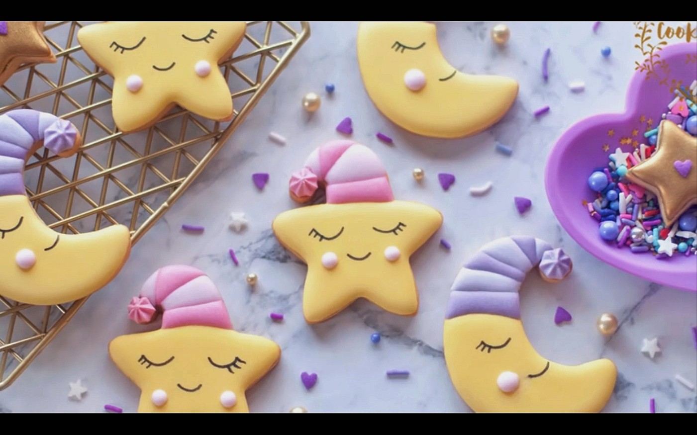 7815烘焙教程 [ 糖霜饼干] 星星月亮 卡通饼干 治愈系甜品(cookie