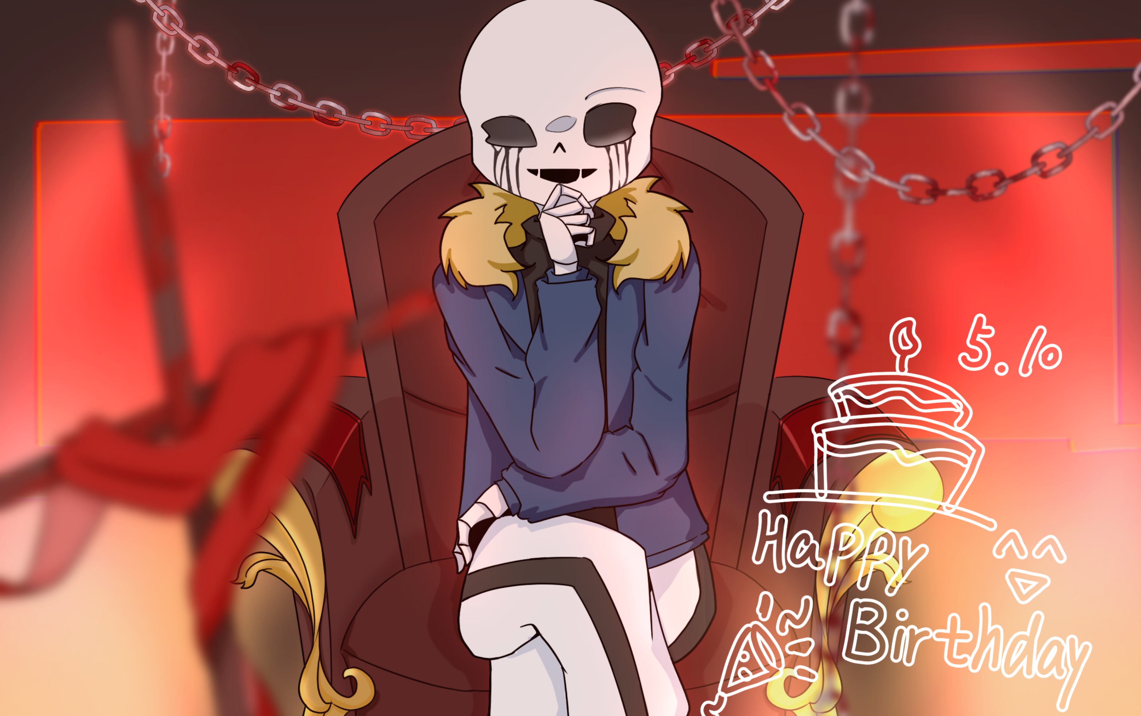 【绘画过程/killer sans】祝kk生日快乐!