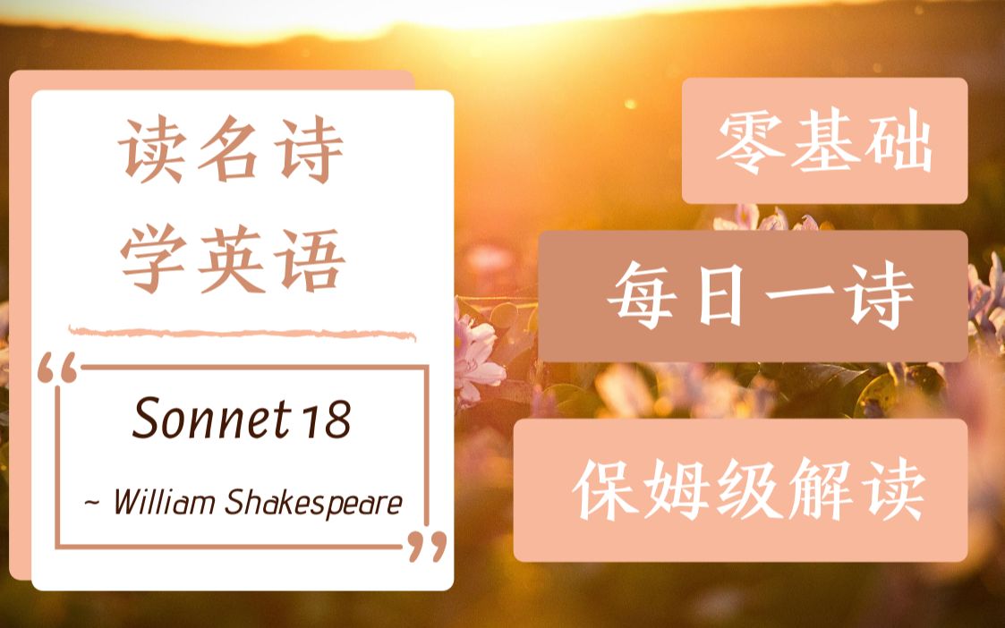 【精读英文诗】莎士比亚著名的“恋爱诗”Sonnet 18| Shall I compare thee to a summer's day | 耐心朗读+讲解 |哔哩哔哩bilibili